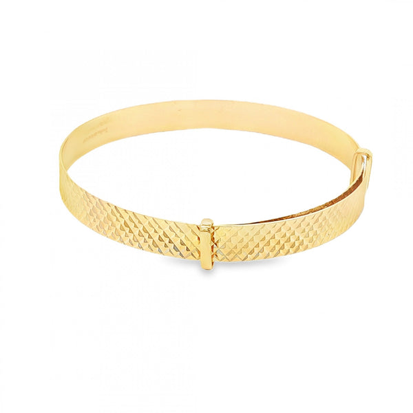 9ct Yellow Gold Diamond-Pattern Slider Bangle - 12.5-16cm - 3.0g