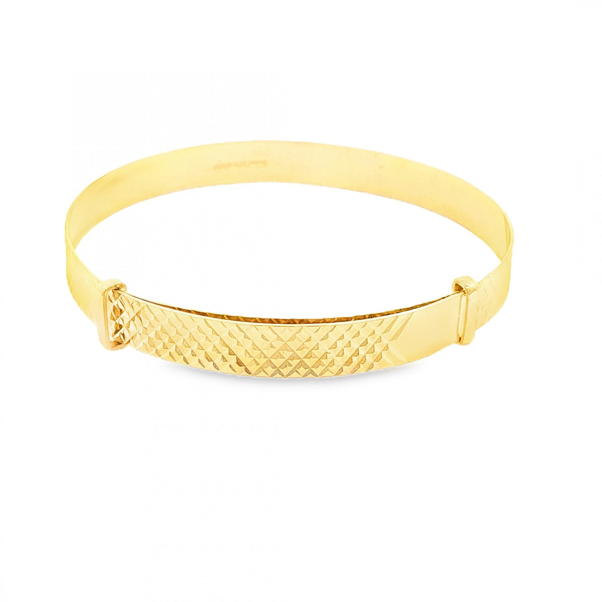 9ct Yellow Gold Diamond-Pattern Slider Bangle - 12.5-16cm - 3.0g