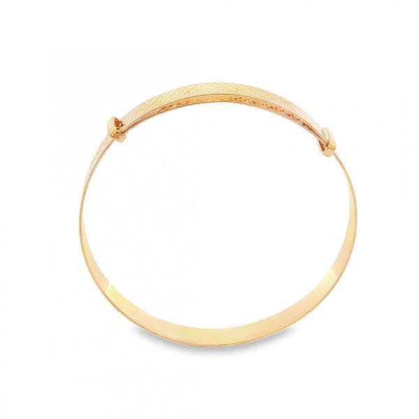 9ct Yellow Gold Diamond-Pattern Slider Bangle - 12.5-16cm - 3.0g