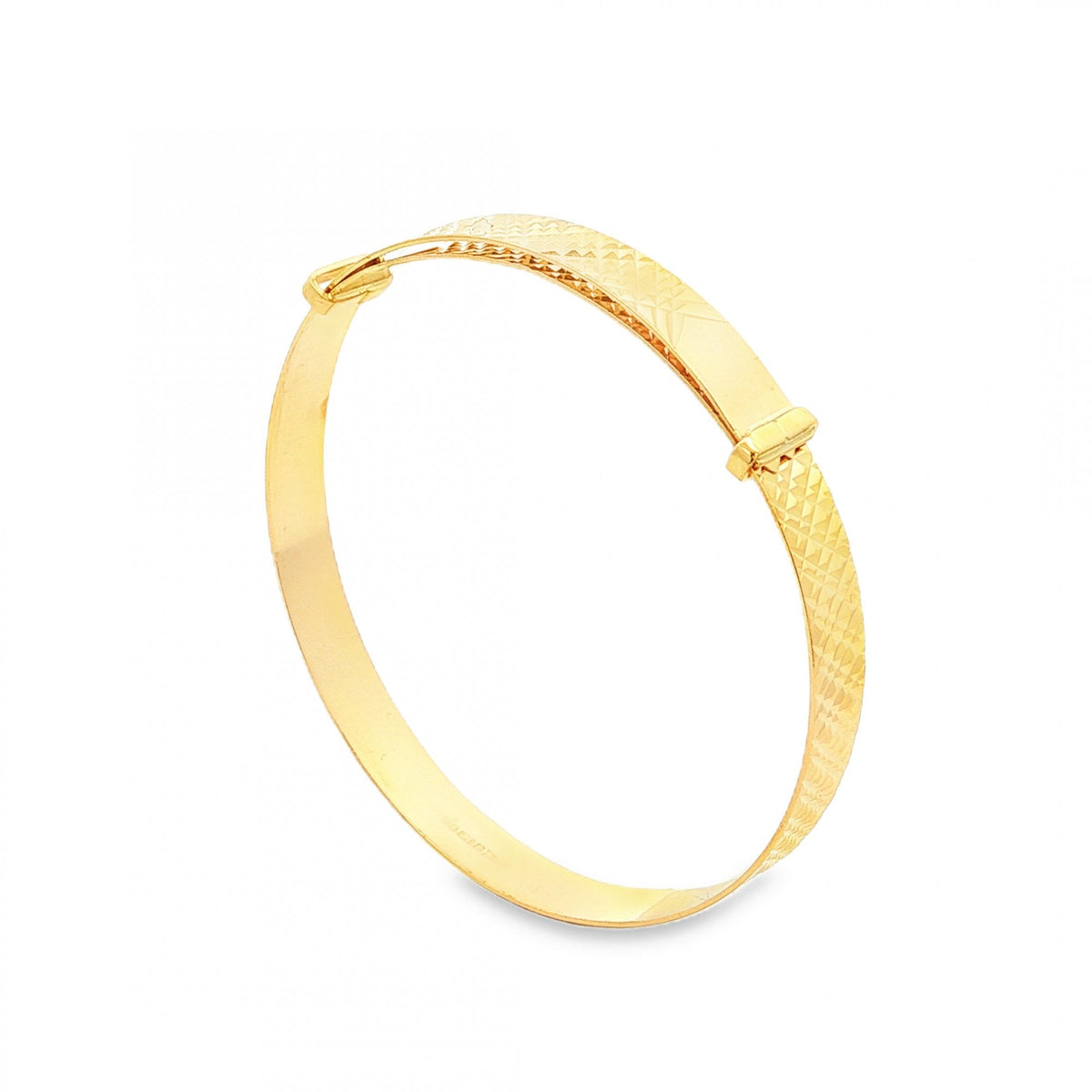 9ct Yellow Gold Diamond-Pattern Slider Bangle - 12.5-16cm - 3.0g
