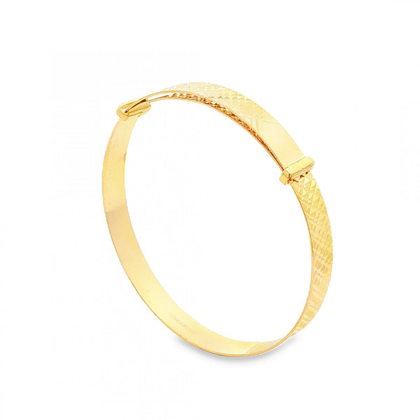 9ct Yellow Gold Diamond-Pattern Slider Bangle - 12.5-16cm - 3.0g