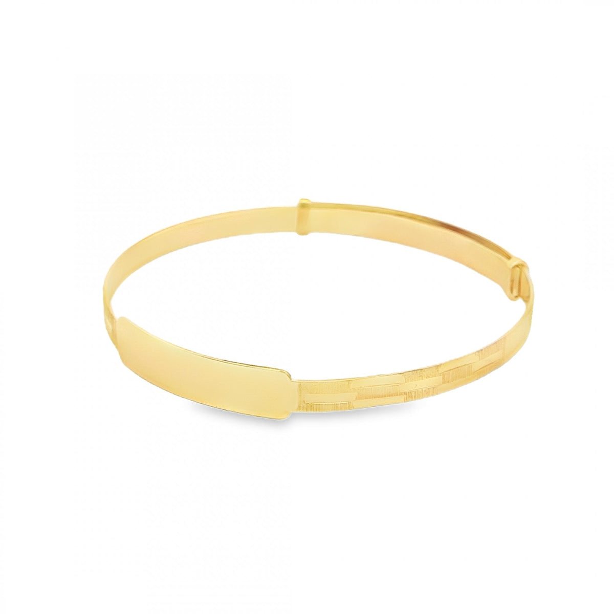 9ct Yellow Gold Kids Slider ID Bangle - 13-16cm - 3.1g