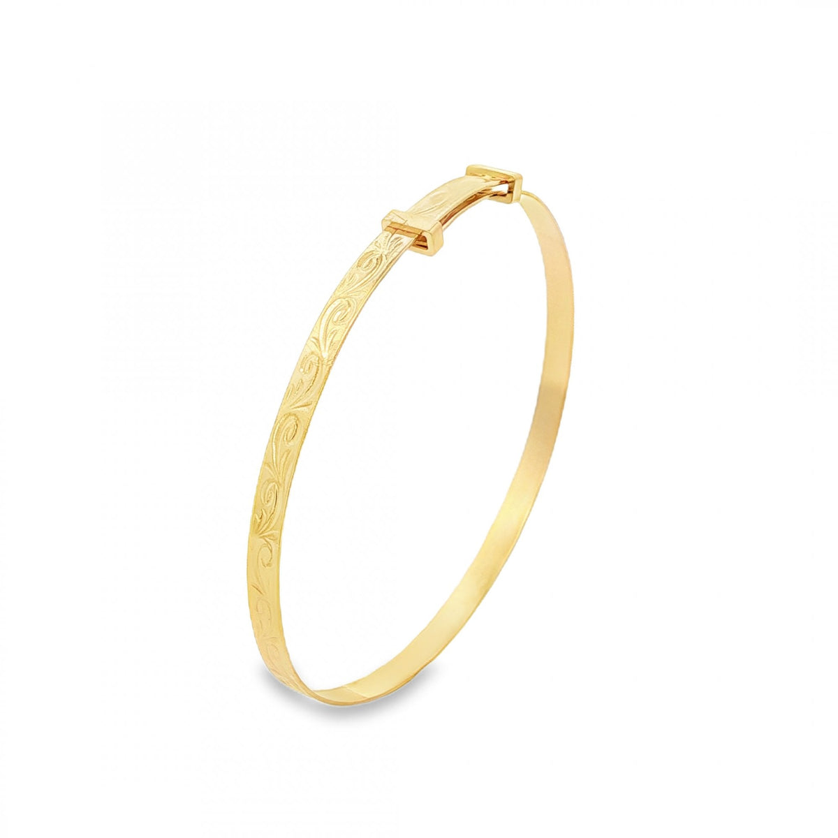 9ct Yellow Gold Feather-Pattern Slider Bangle - 12.5-14cm - 1.6g