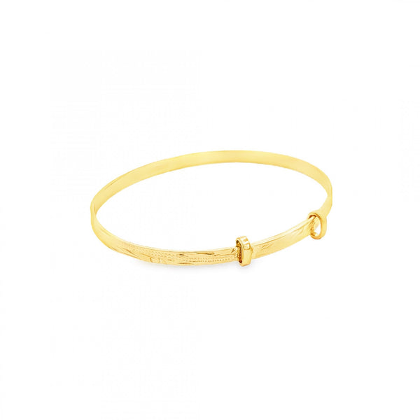 9ct Yellow Gold Wave-Engraved Slider Bangle - 11.5-13.5cm - 2.6g