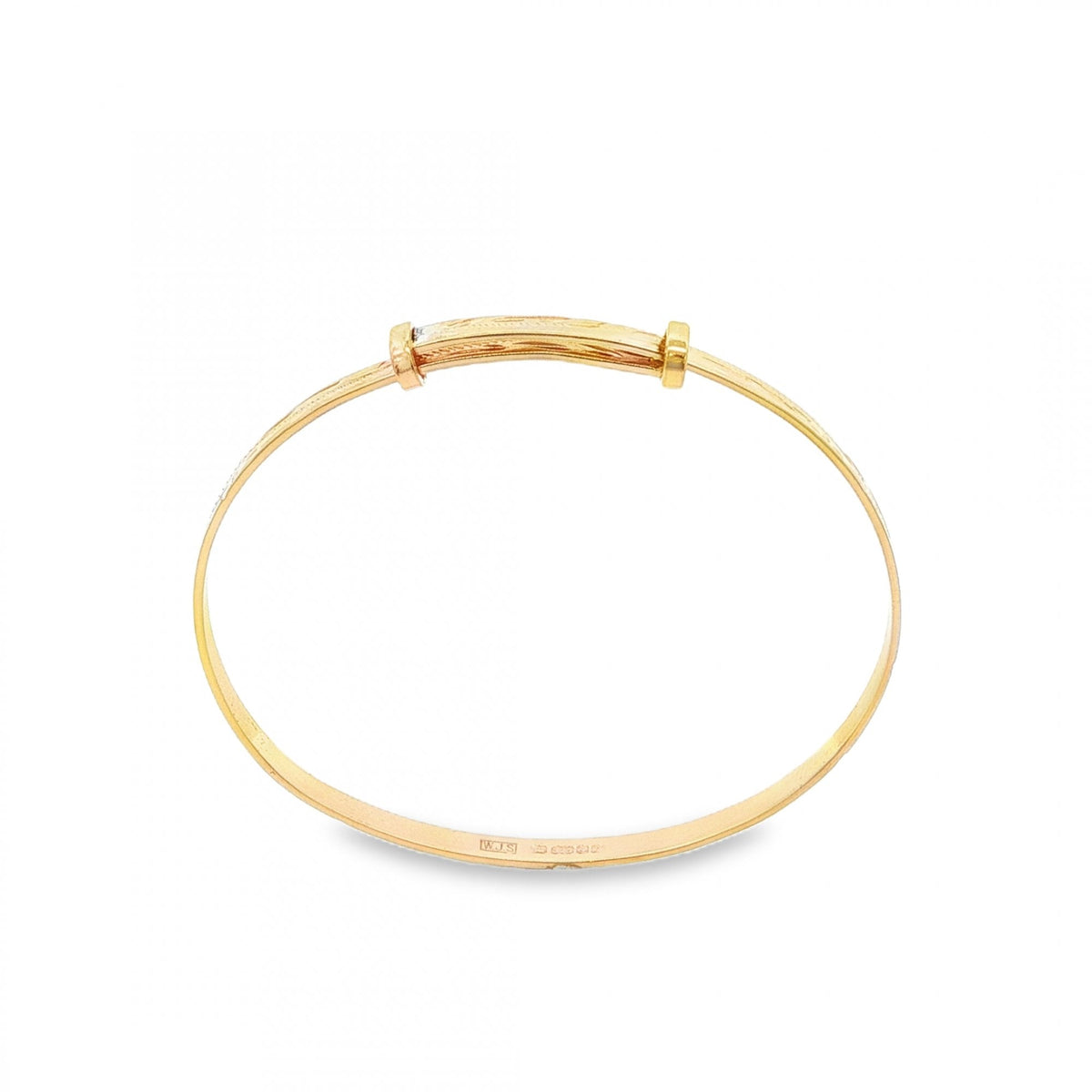 9ct Yellow Gold Wave-Engraved Slider Bangle - 11.5-13.5cm - 2.6g