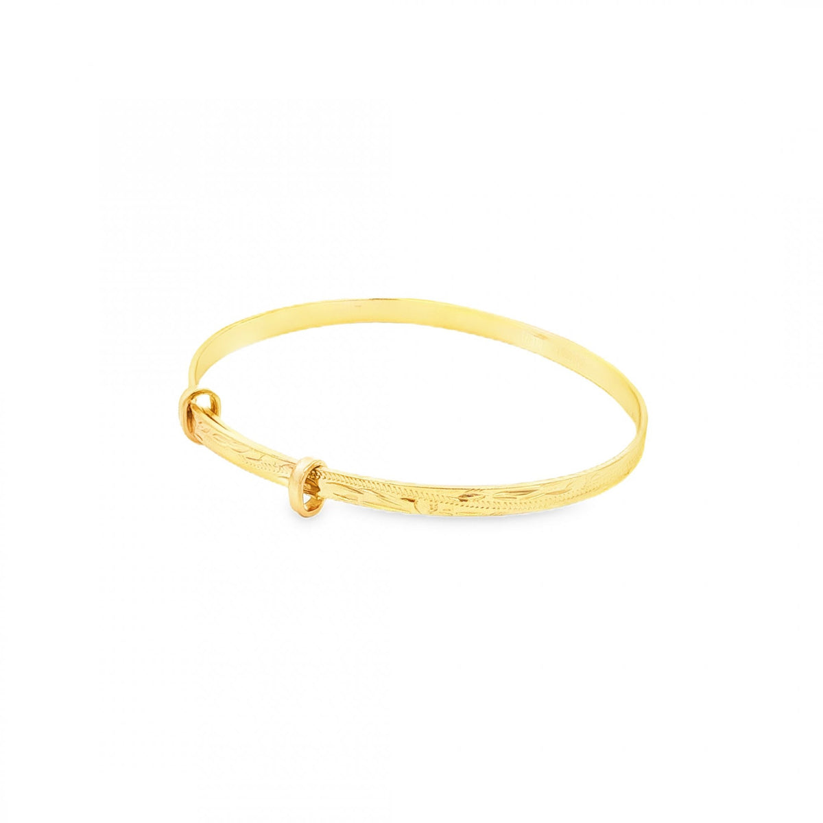9ct Yellow Gold Wave-Engraved Slider Bangle - 11.5-13.5cm - 2.6g