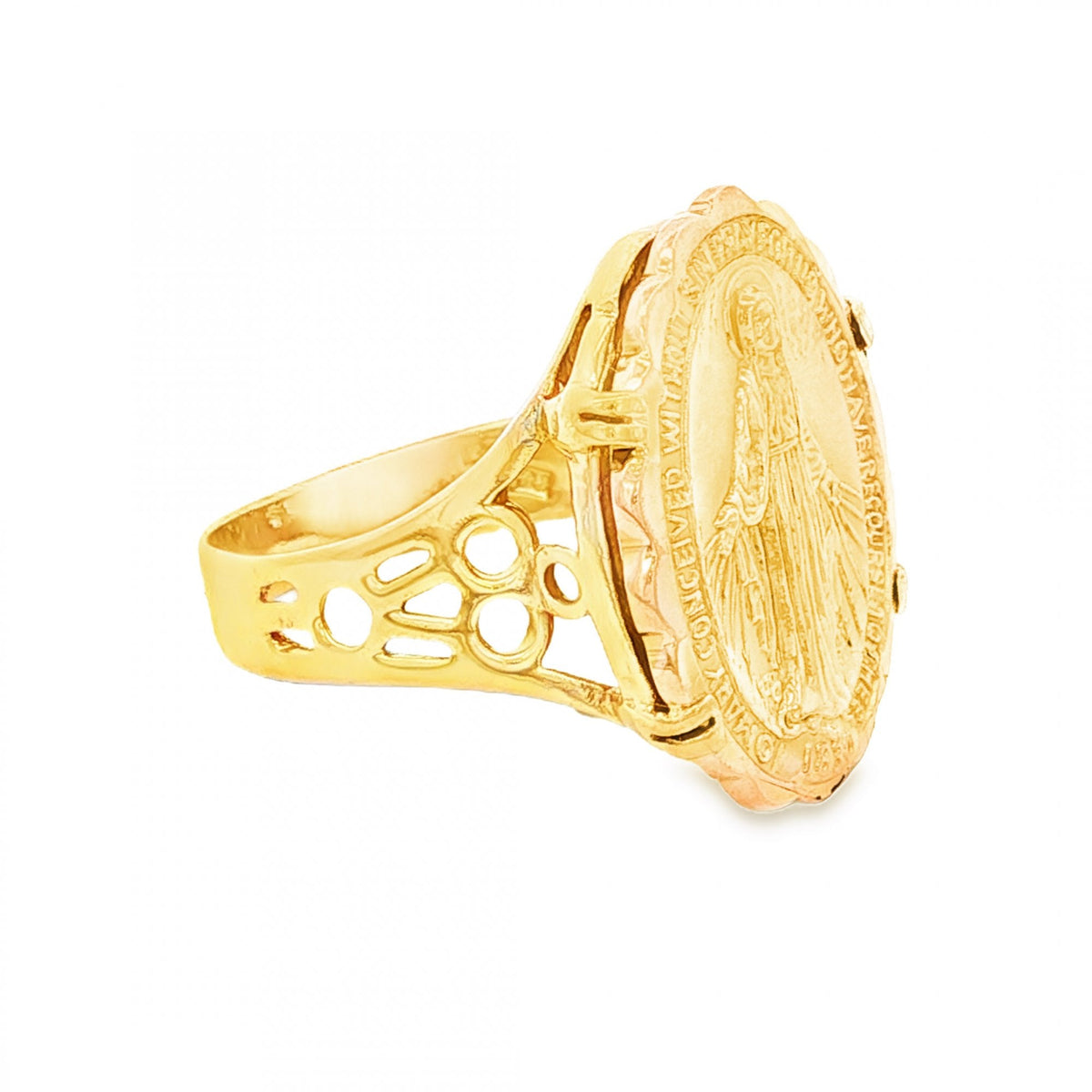 9ct Yellow Gold Oval Our Lady Signet Ring - Size R - 21mm