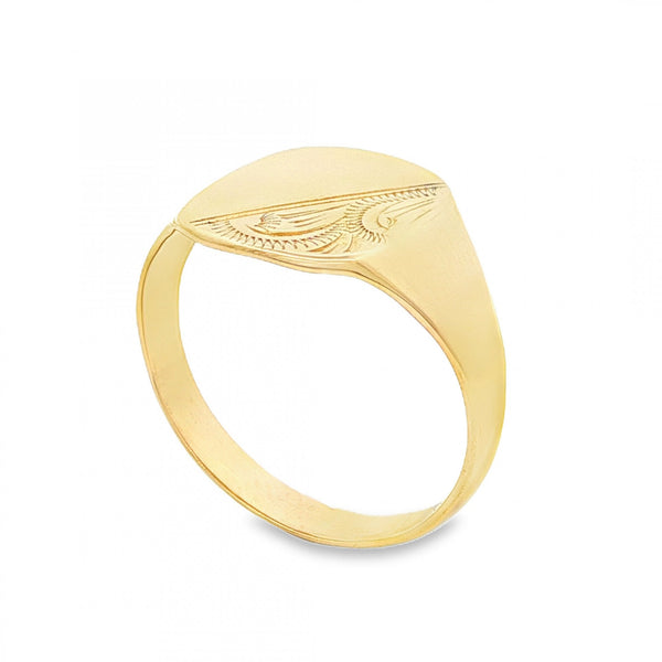 9ct Yellow Gold Cushion Signet Ring - Size S½ - 14mm