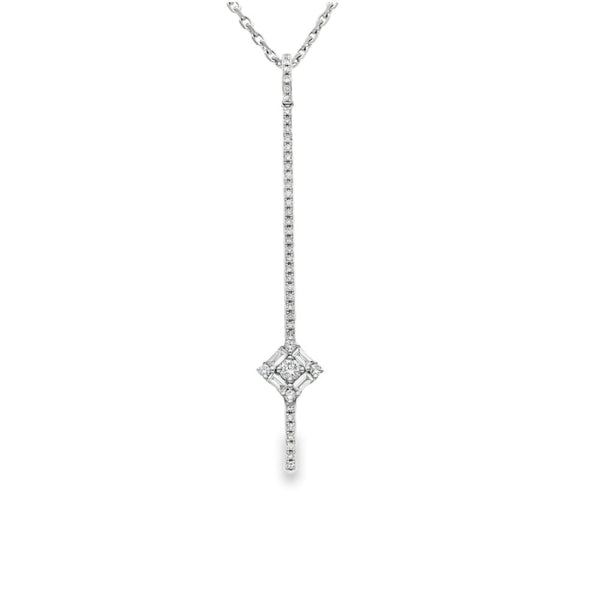 18ct White Gold Diamond Bar Pendant & Necklace - 18" - 0.41ct