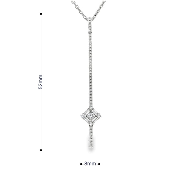 18ct White Gold Diamond Bar Pendant & Necklace - 18" - 0.41ct