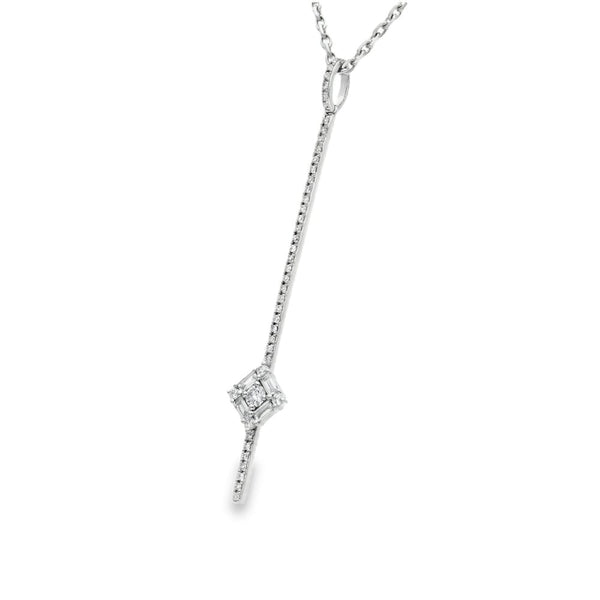 18ct White Gold Diamond Bar Pendant & Necklace - 18" - 0.41ct