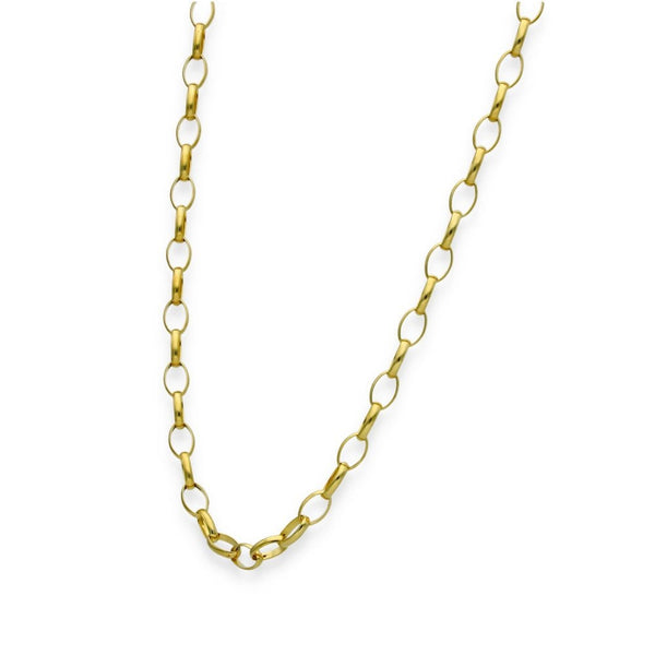9ct Yellow Gold Open Oval Belcher Chain - 18" - 2.6g
