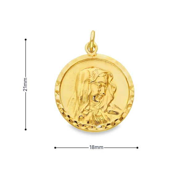 9ct Yellow Gold Madonna Pendant - 18x21x2mm - 4.1g
