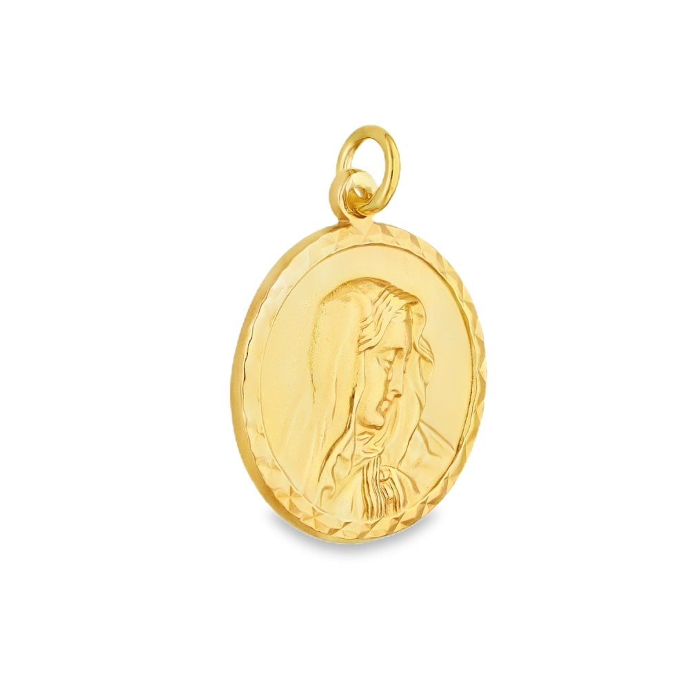 9ct Yellow Gold Madonna Pendant - 18x21x2mm - 4.1g