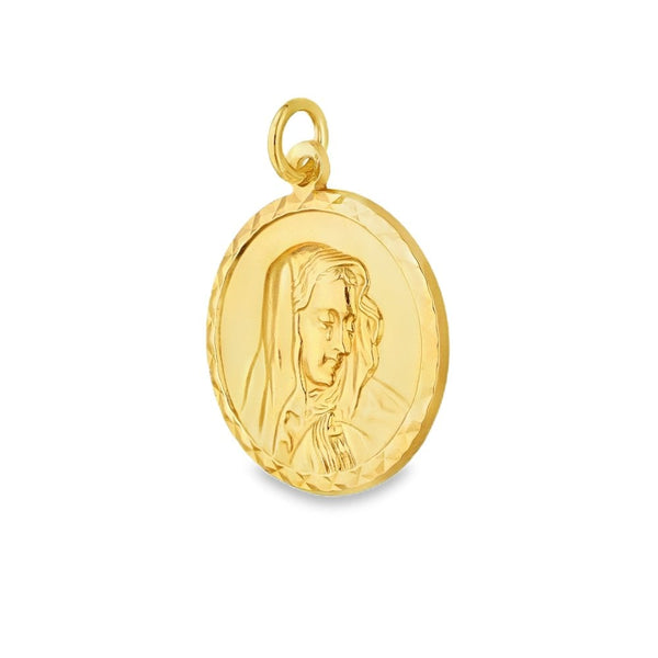 9ct Yellow Gold Madonna Pendant - 18x21x2mm - 4.1g