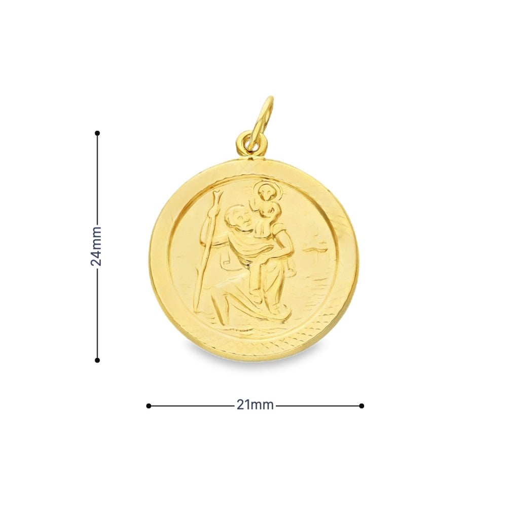 9ct Yellow Gold St. Christopher Pendant - 21x24x2mm - 1.6g