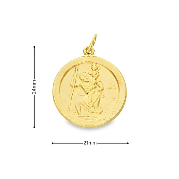 9ct Yellow Gold St. Christopher Pendant - 21x24x2mm - 1.6g