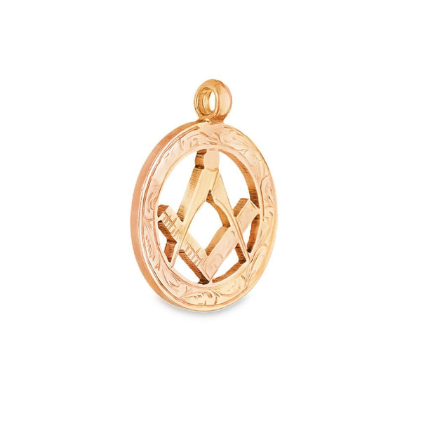 9ct Yellow Gold Round Masonic Pendant - 17x21x1mm - 3.0g