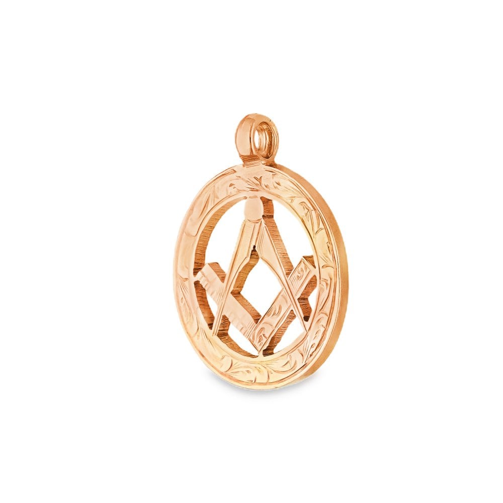9ct Yellow Gold Round Masonic Pendant - 17x21x1mm - 3.0g