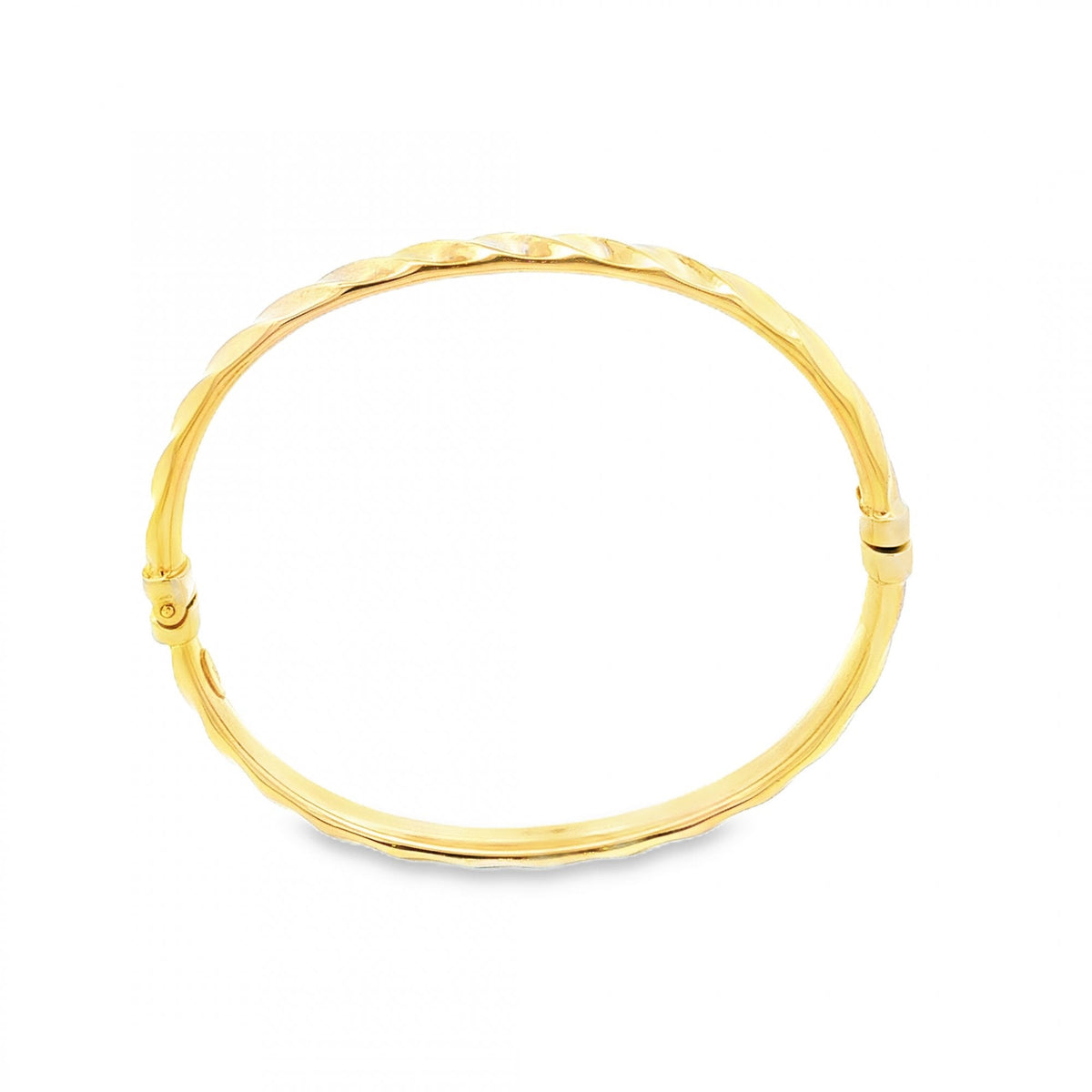 9ct Yellow Gold Hollow Coil Hinge Bangle - 17.5cm - 7.2g