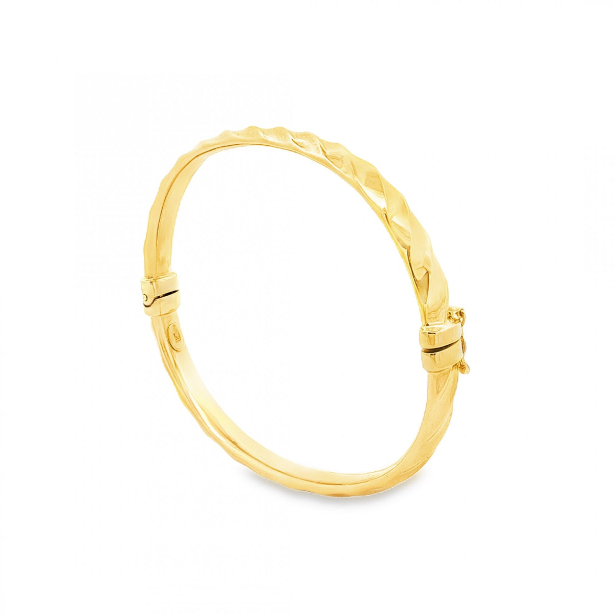 9ct Yellow Gold Hollow Coil Hinge Bangle - 17.5cm - 7.2g