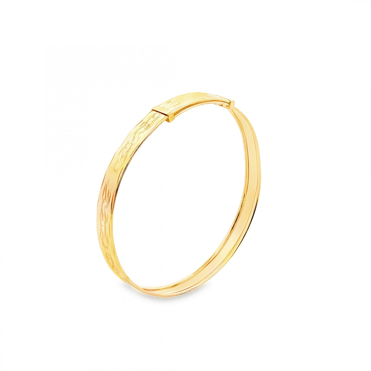 9ct Yellow Gold Maids Swirl Adjustable Bangle - 16cm - 2.4g