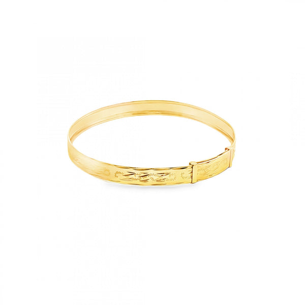 9ct Yellow Gold Maids Swirl Adjustable Bangle - 16cm - 2.4g