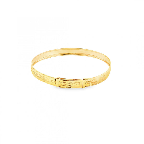 9ct Yellow Gold Maids Swirl Adjustable Bangle - 16cm - 2.4g