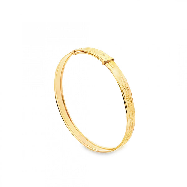 9ct Yellow Gold Maids Swirl Adjustable Bangle - 16cm - 2.4g