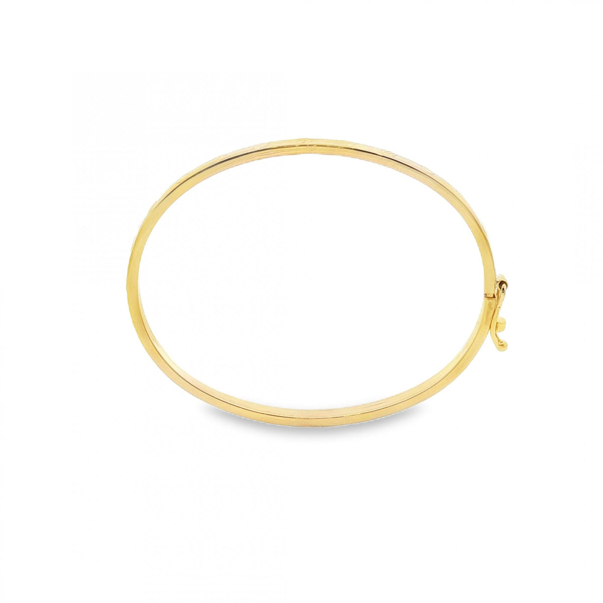 9ct Yellow Gold Heart-Patterned Bangle - 12.5cm - 2.2g