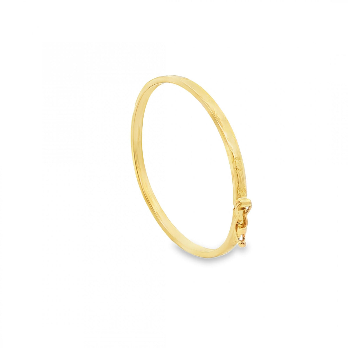 9ct Yellow Gold Heart-Patterned Bangle - 12.5cm - 2.2g