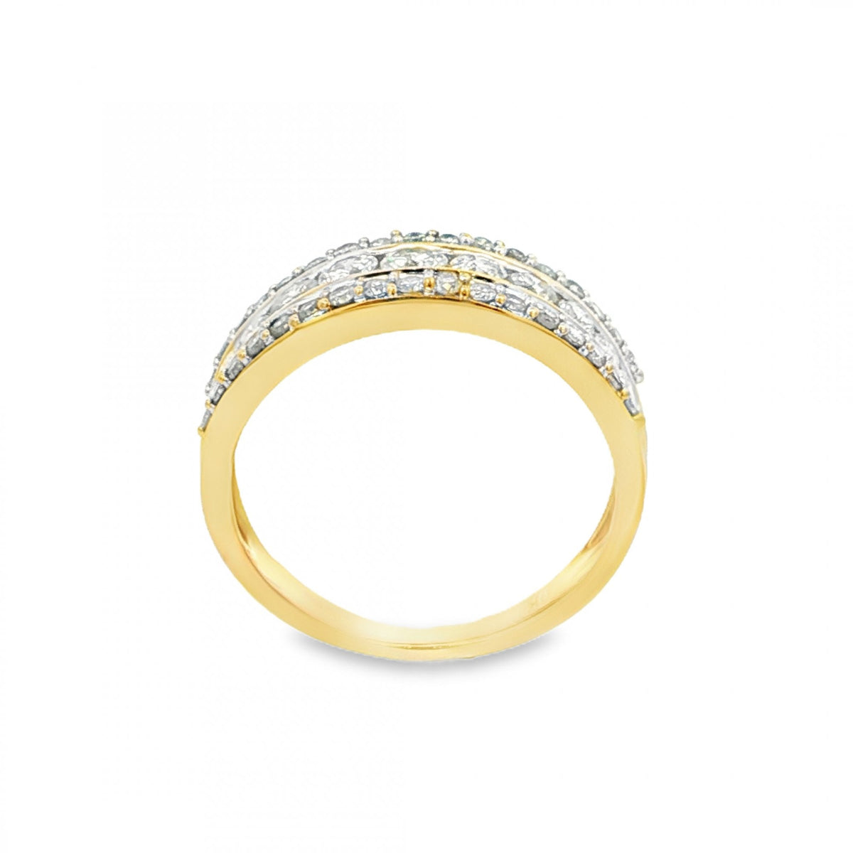 9ct Yellow Gold Triple Row Half-Eternity Diamond Ring - 0.88ct