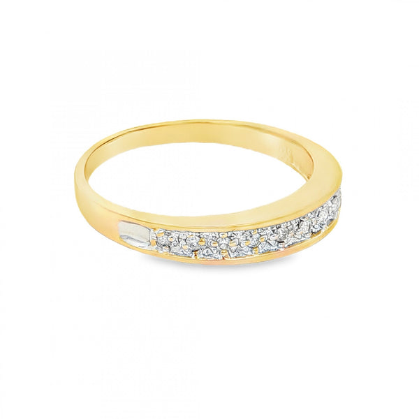 9ct Yellow Gold Illusion-Set Diamond Half-Eternity Ring - Size S
