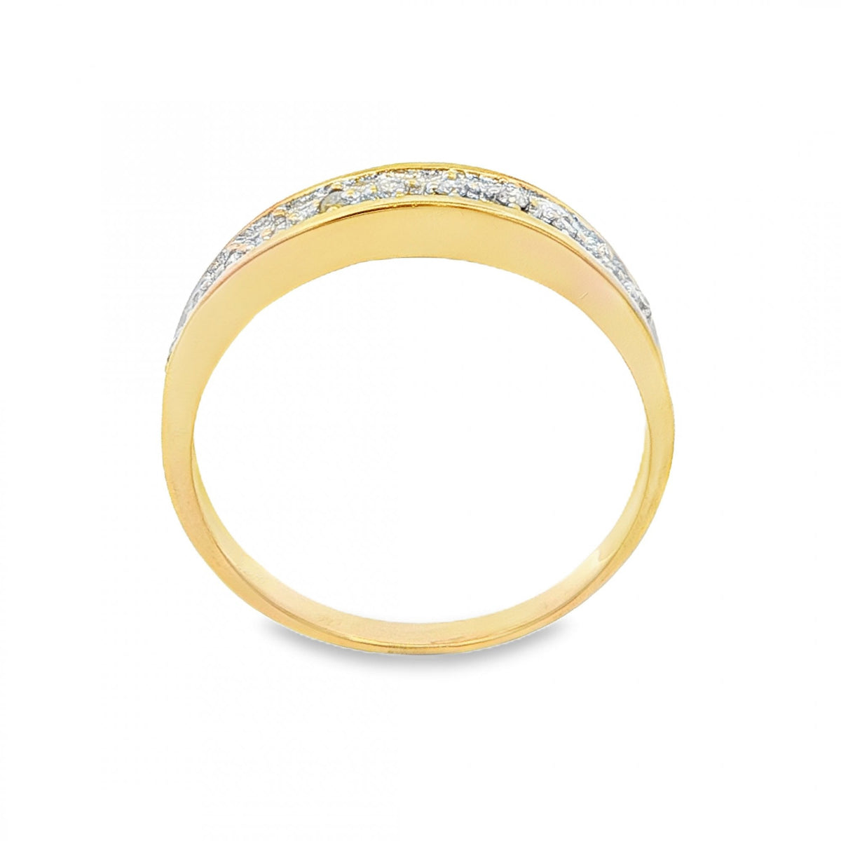 9ct Yellow Gold Illusion-Set Diamond Half-Eternity Ring - Size S