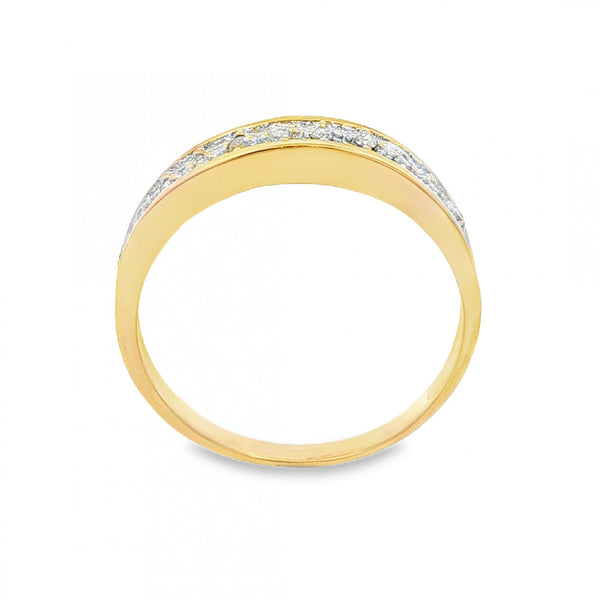 9ct Yellow Gold Illusion-Set Diamond Half-Eternity Ring - Size S