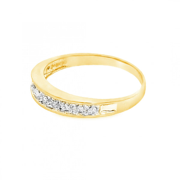 9ct Yellow Gold Illusion-Set Diamond Half-Eternity Ring - Size S
