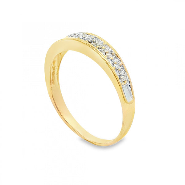 9ct Yellow Gold Illusion-Set Diamond Half-Eternity Ring - Size S