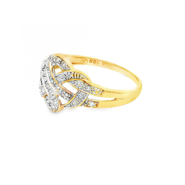 9ct Yellow Gold Illusion-Set Diamond Celtic Ring - Size P