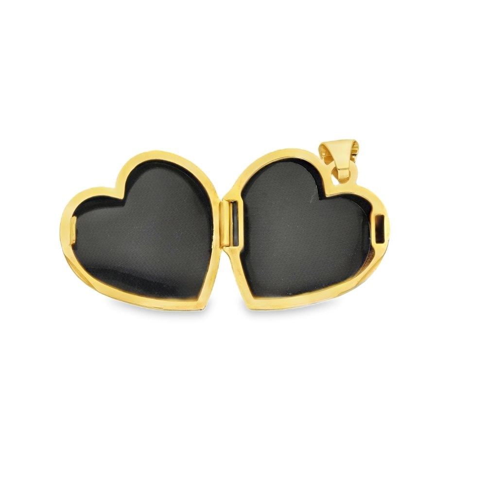 9ct Yellow Gold Diamond Heart Locket - 18x19x8mm - 1.9g