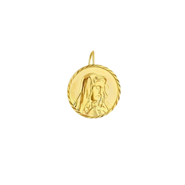 9ct Yellow Gold Round Madonna Drop Earrings - 16x20mm - 3.0g