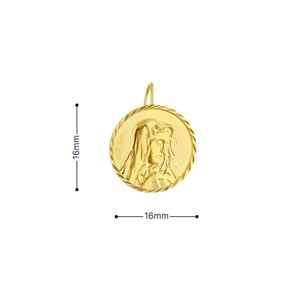 9ct Yellow Gold Round Madonna Drop Earrings - 16x20mm - 3.0g