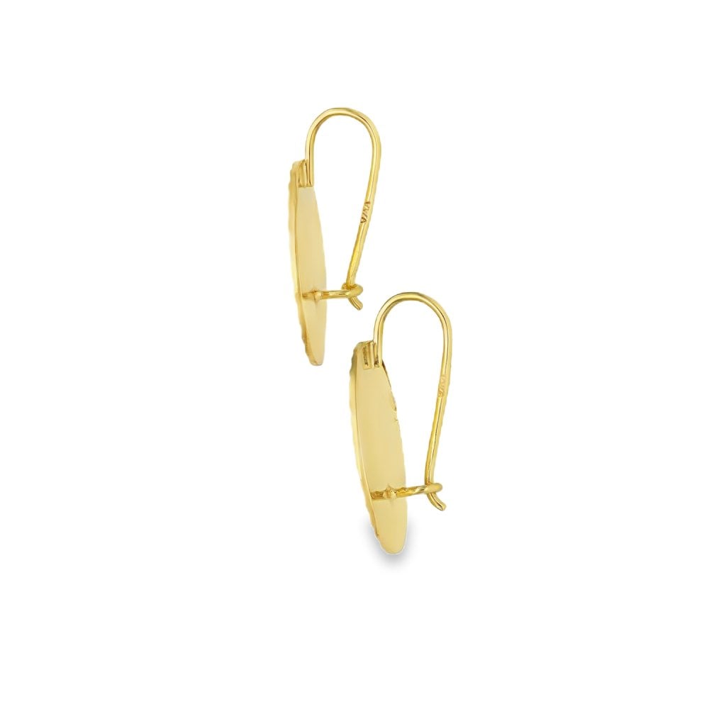 9ct Yellow Gold Round Madonna Drop Earrings - 16x20mm - 3.0g