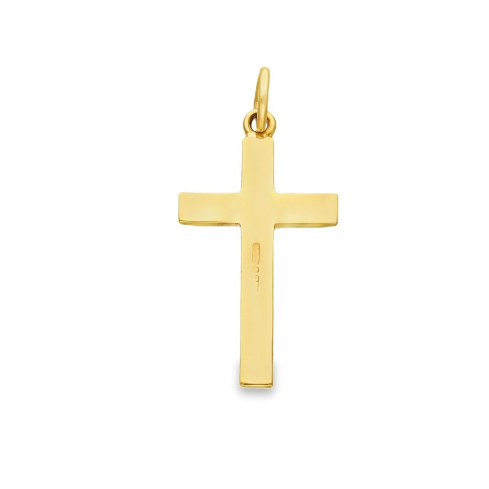 9ct Yellow Gold Patterned Tapered Cross Pendant - 15x27mm - 1.9g