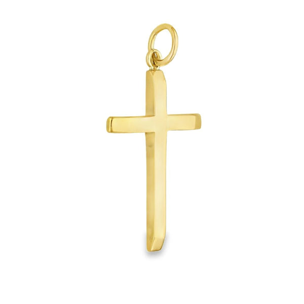 9ct Yellow Gold Tapered Plain Cross Pendant - 21x35x2.5mm - 4.4g