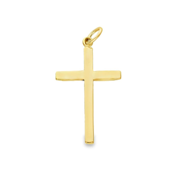 9ct Yellow Gold Tapered Plain Cross Pendant - 21x35x2.5mm - 4.4g