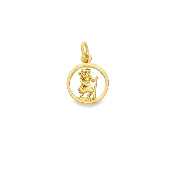 9ct Yellow Gold Round Open St. Christopher Pendant - 13x16x2.5mm