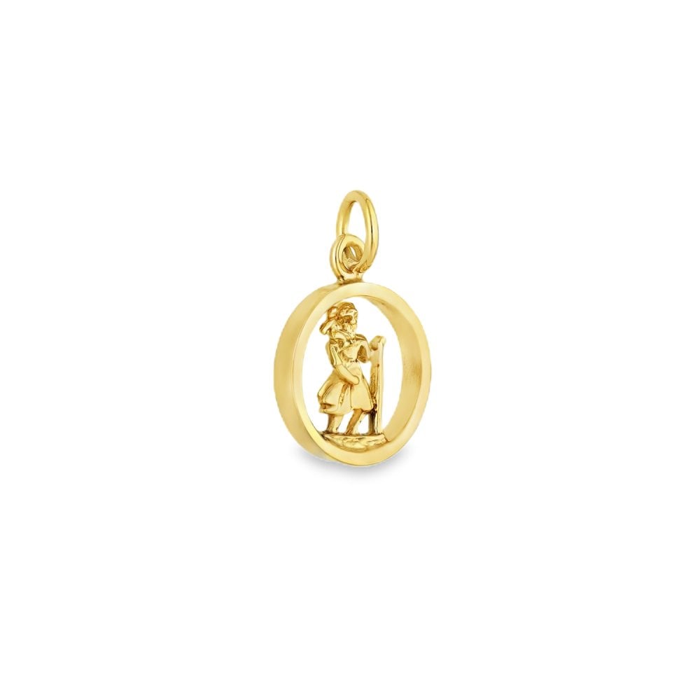 9ct Yellow Gold Round Open St. Christopher Pendant - 13x16x2.5mm