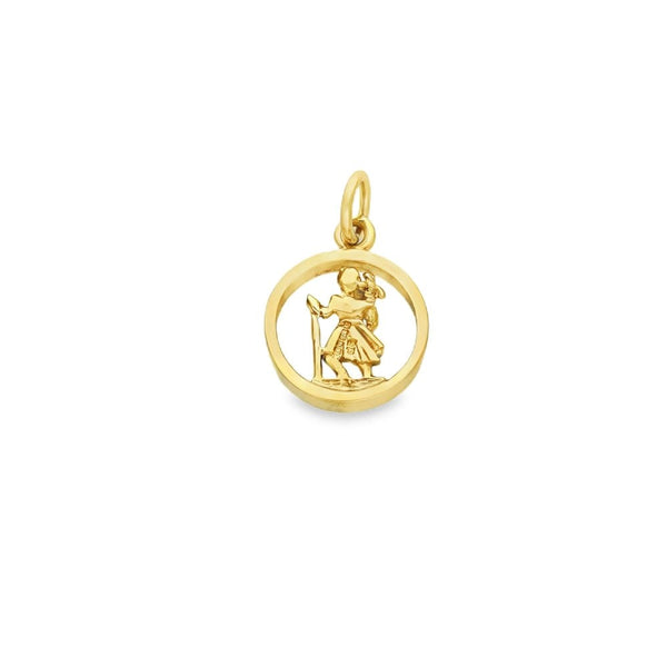 9ct Yellow Gold Round Open St. Christopher Pendant - 13x16x2.5mm