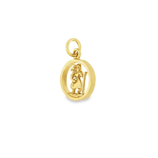 9ct Yellow Gold Round Open St. Christopher Pendant - 13x16x2.5mm