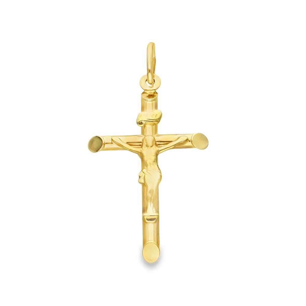 9ct Yellow Gold Crucifix Pendant - 21x36x4.5mm - 1.7g